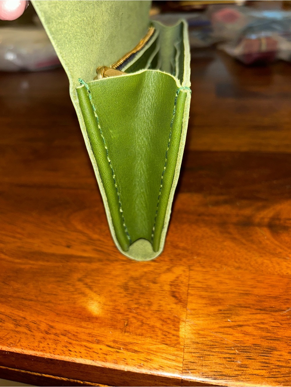 Portland Leather Goods Bozeman Pine Green Leather Snap Wallet with Tree Logo - Picture 9 of 12